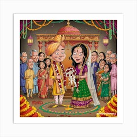 Cartoon Indian Wedding Art Print