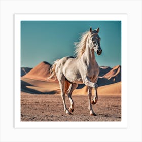 White Horse In The Desert Art Print