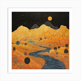 Yayoi Kusama Inspired Landscape in Earth Tones Art Print