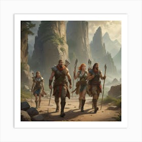 Group Of Warriors On A Mountain Art Print