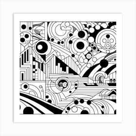 Abstract Black And White Drawing 1 Art Print