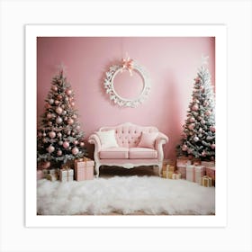 Pink Christmas Room 7 Art Print