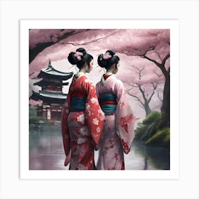 Two Geishas Art Print