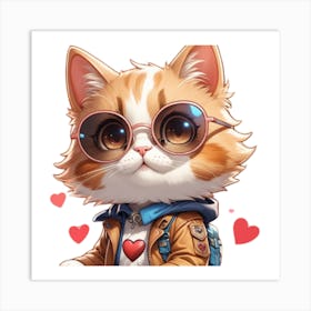 Cute Cat With Sunglasses Art Print