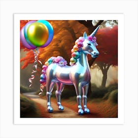 Unicorn With Balloons Art Print