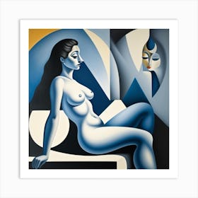 Nude blue Art Print