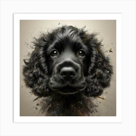 Portrait Of A Black Dog Art Print