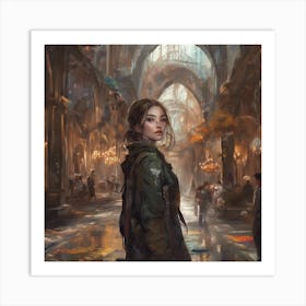 Girl In A City Art Print