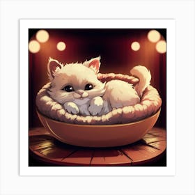 A Charming Illustration Of A Cute Fluffy Cat Loung Xpknrcizrsaeey6 Pwbl Q Ixhpgw Bq12bvvhs4ojmtg Art Print