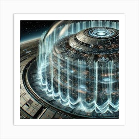 A Close Up Futuristic Scene Showing The Celestial Art Print