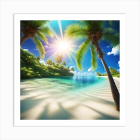 Palm Trees On The Beach Art Print