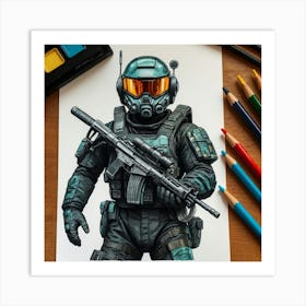 Soldier Coloring Art Print