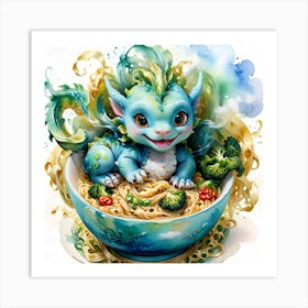 Baby Dragon In A Bowl Art Print