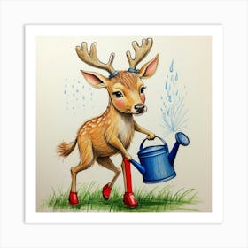 Watering Deer 1 Art Print