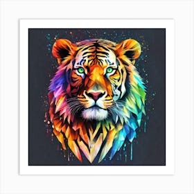 Colorful Watercolor Tiger Art Print