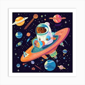 Astronaut Illustration Kids Room 6 Art Print