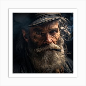 Old Man Smoking A Cigarette 2 Art Print