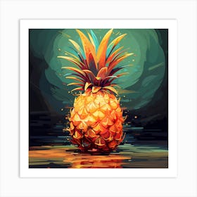 Vibrant Abstract Pineapple Sketch Art Print