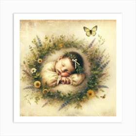 Baby In A Wreath Art Print