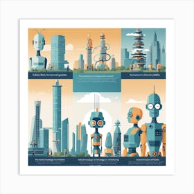 Robots In The City Art Print