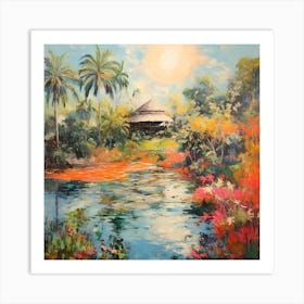 Tropical Tapestry: Sunlit Watercolour Fresco Art Print