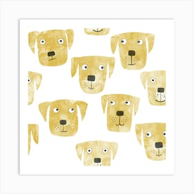 Fun Watercolor Golden Yellow Labrador Retriever Dogs Art Print