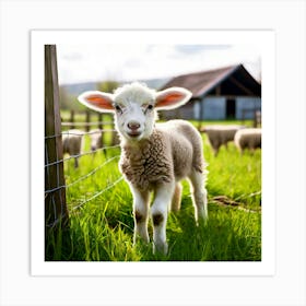 Grass Husbandry Friendly Pasture Day Many Fauna Country Rural Little Green Farm Cute Ho Art Print