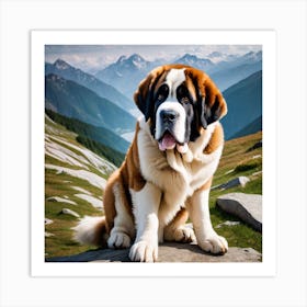 St Bernard Dog 42 Art Print