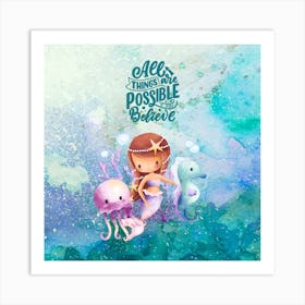 Romantic Little Mermaid Art Print