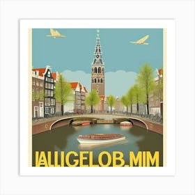 Amsterdam 2 Vintage Travel Pos Art Print