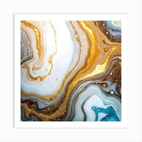 Abstract Gold And Blue Marble 1 Art Print