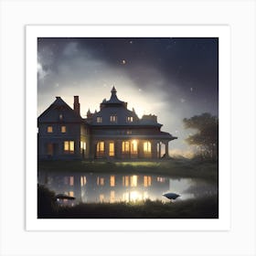 House At Night 1 Art Print