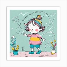 Little Girl In The Garden Art Print