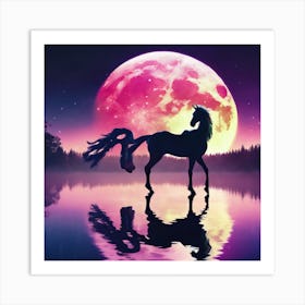 Unicorn In The Moonlight Art Print