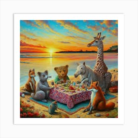 Picnic At The Beach Art Print