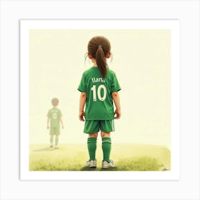 Girl In Soccer Uniform Art Print