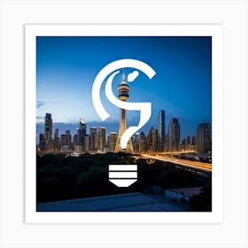 Cityscape With A Light Bulb Art Print