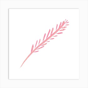 Abstract Pink Botanical Stem with Yellow Accents – Minimalist Modern Art Art Print