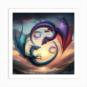 Dragons In The Sky 3 Art Print