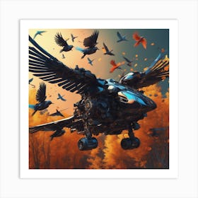 Crows In Flight 5 Art Print