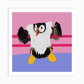 Puffin on the ropes Art Print