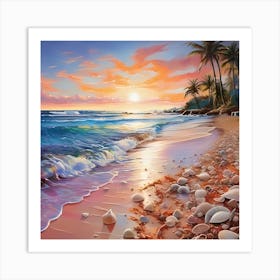 AI Tranquility in Tropical Paradise  Art Print