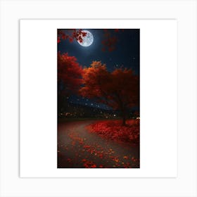 Red Leaves In The Autumn Art Print