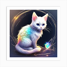 White Cat With Blue Eyes 2 Art Print