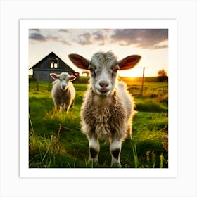 Grass Dairy Pasture Cattle Rural Rural Scene Green Goat Farm Grass Land Buck Eco Cute N (5) Art Print