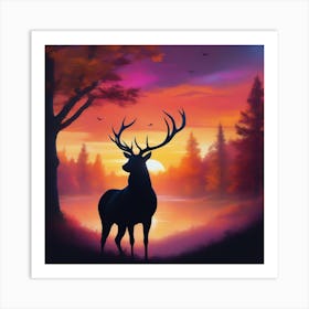 Deer In The Forest 9 Art Print