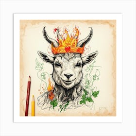 Goat With Crown 3 Art Print