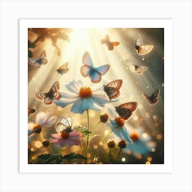 Butterflies On A Flower Art Print