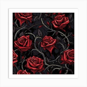 Vivid Red Roses - Gothic Art Print