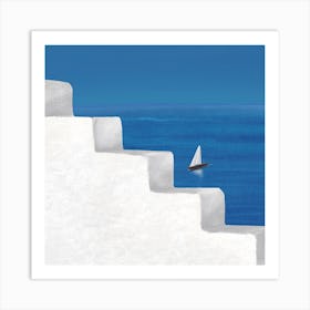 Sail Away Santorini Square Art Print